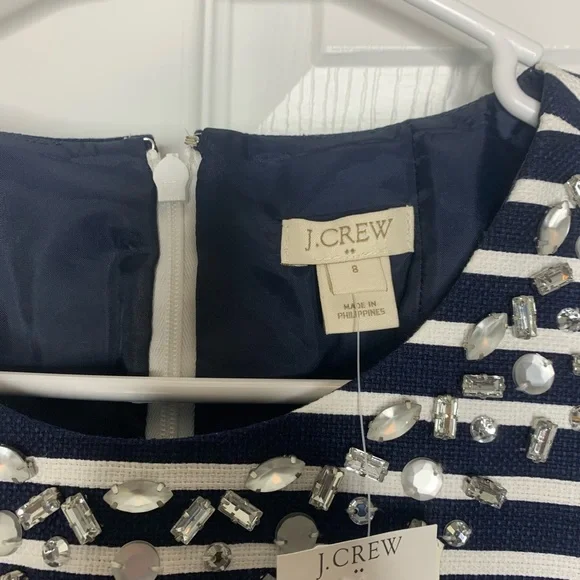 J. Crew factory embellished sheath stripe dress - Picture 2 of 5